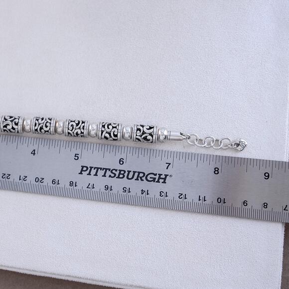 Brighton Deco Lace Barrel Beads Chain Bracelet Silver Plated Retired Chunky - Picture 7 of 7